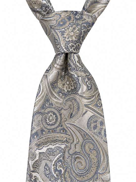 Canali Other - Canali Italy Luxury Silk Tie Paisley Silver Blue Gold Mens Necktie Authentic